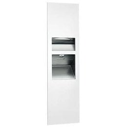 Piatto Recessed 3-In-1 Paper Towel Dispenser, Hand Dryer and Waste Receptacle, 208-240V, White Phenolic Door ASI 64672-2-00