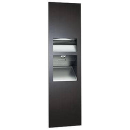 Piatto Recessed 3-In-1 Paper Towel Dispenser, Hand Dryer and Waste Receptacle, 208-240V, Black Phenolic Door ASI 64672-2-41