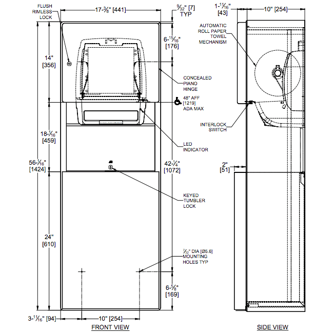 ASI 204692A-9 Combination Commercial Paper Towel Dispenser/Waste ReceptacletabbRoval-Surface-MountedtabbStainless Steel
