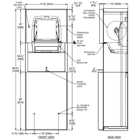 ASI 204692A-9 Combination Commercial Paper Towel Dispenser/Waste ReceptacletabbRoval-Surface-MountedtabbStainless Steel