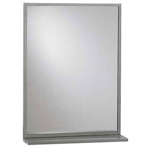 Stainless Steel Angle Frame Mirror with Shelf 0605 - Commercial Bathroom Mirror